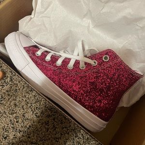 Custom pink glitter converse, tagged 7.5 but fit me as an 8